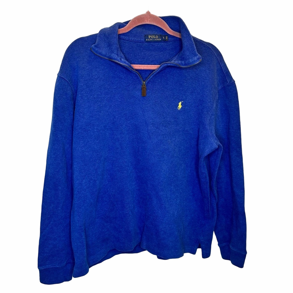 Polo Ralph Lauren Cotton Half Zip Sweater, Blue, Size Large